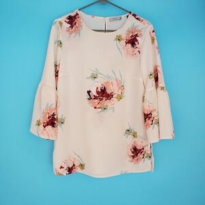Dalia Size Small Light Pink Floral Blouse
